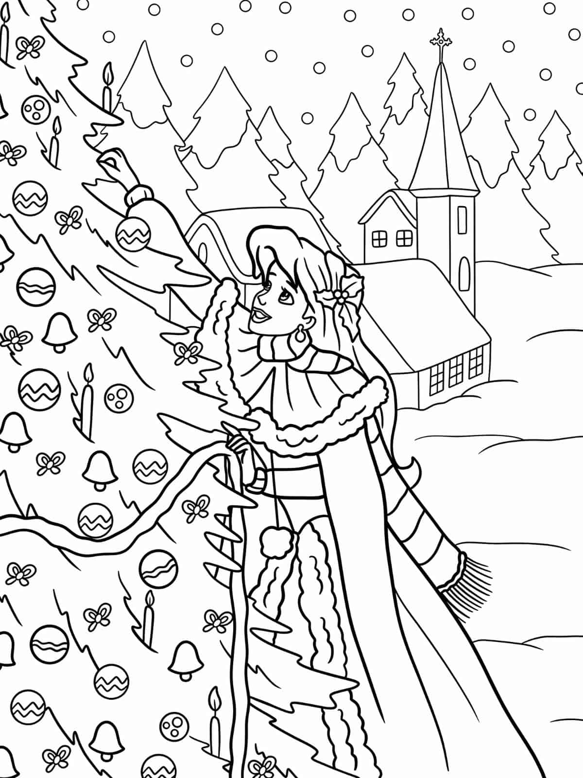 Ariel Christmas Coloring Pages