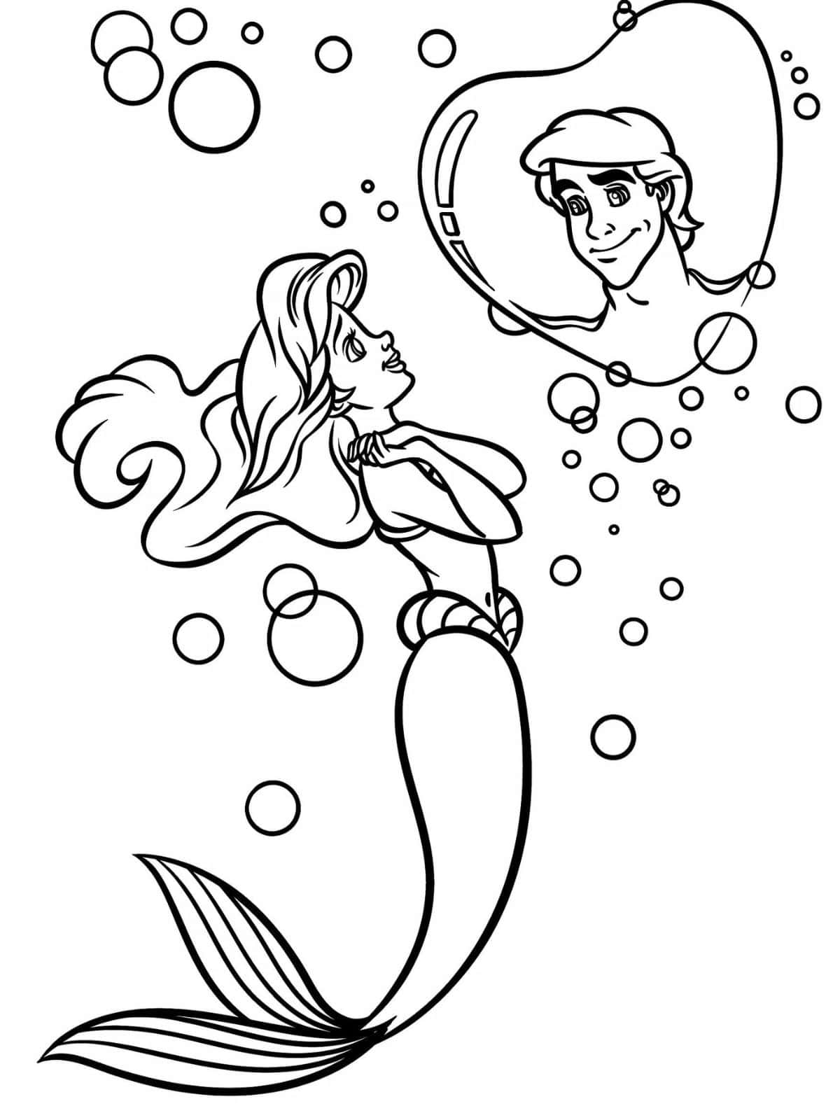 Ariel Falling In Love With Prince Eric Coloring Sheets