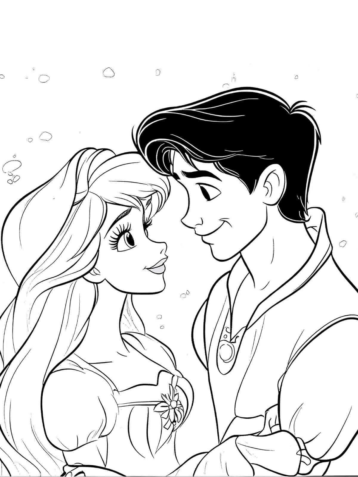 Ariel Happy With Prince Coloring Pages