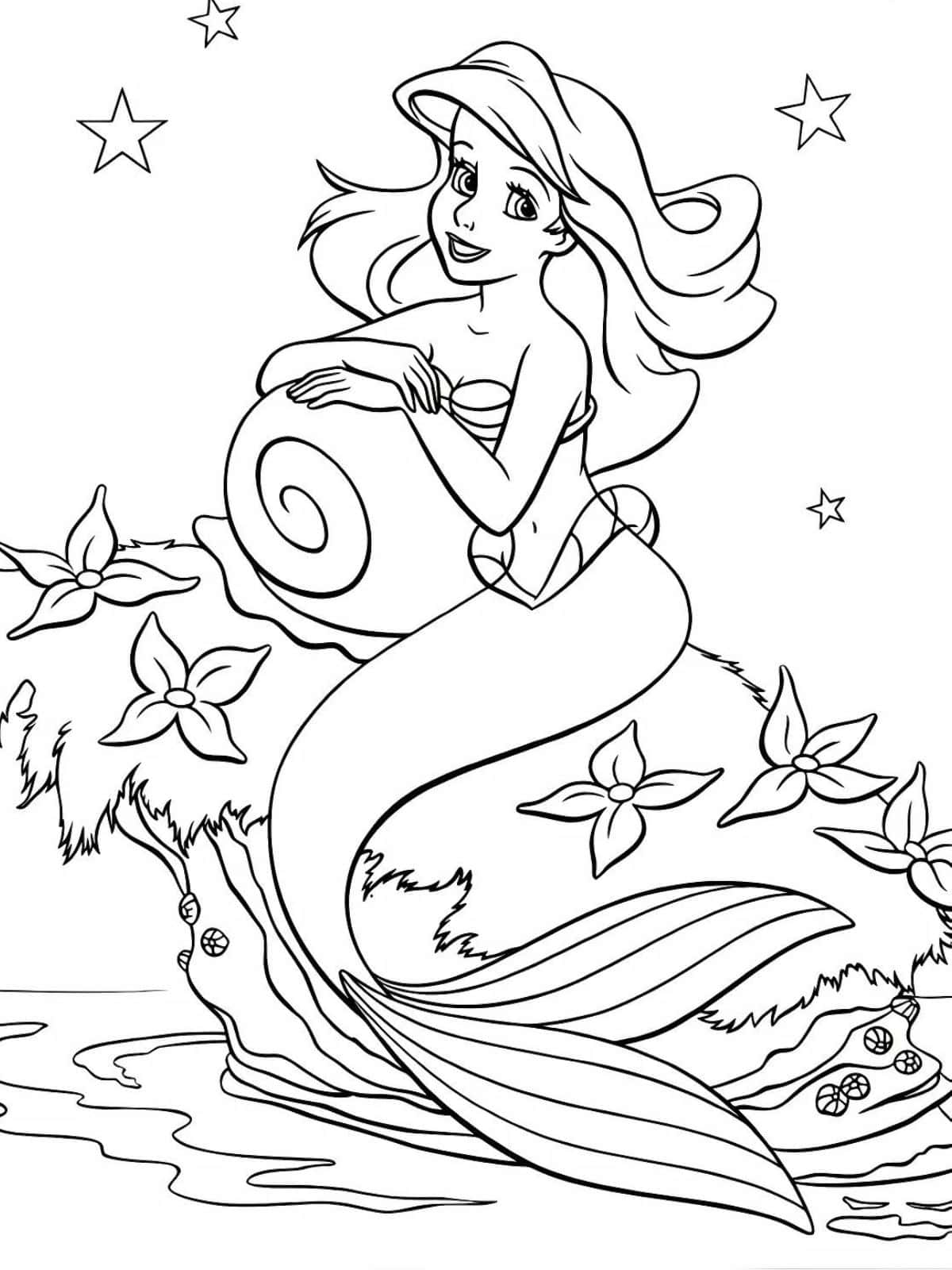 Ariel With Flounder Coloring Pages