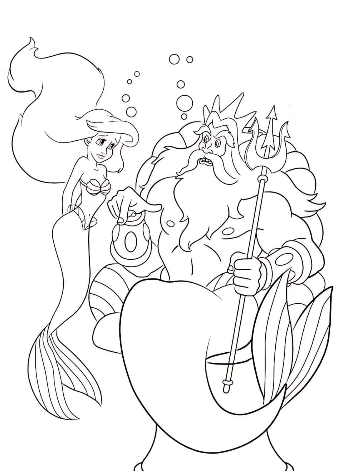 Ariel With King Triton Coloring Sheets