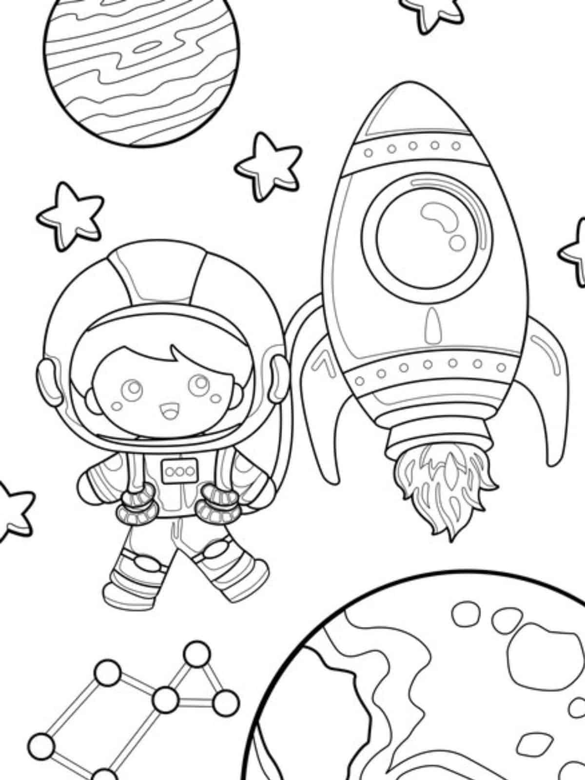 Astronaut In Space Coloring Pages