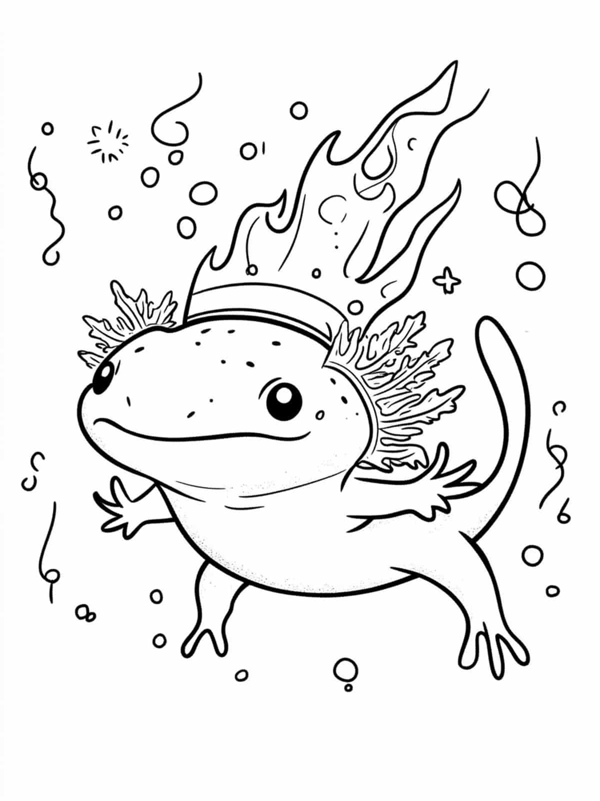 Axolotl Celebrating A Birthday Coloring Pages