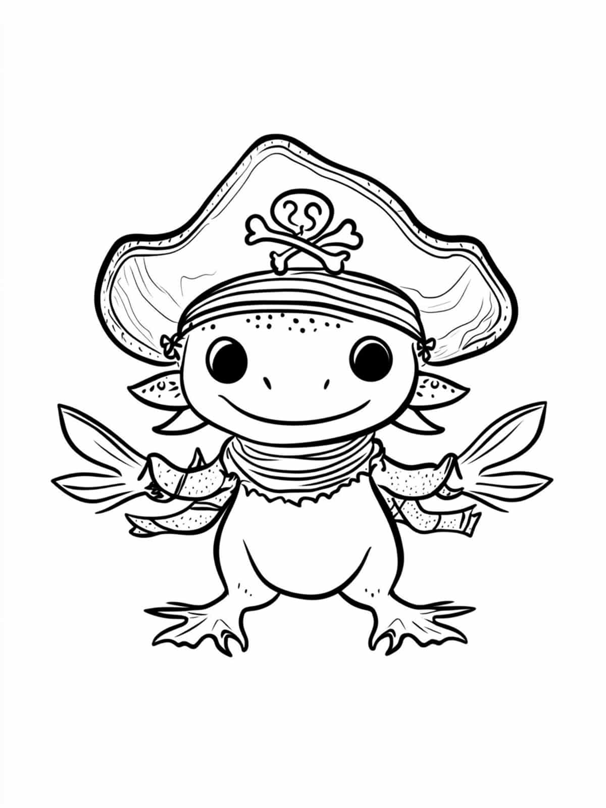 Axolotl Dressed As A Pirate Coloring Page