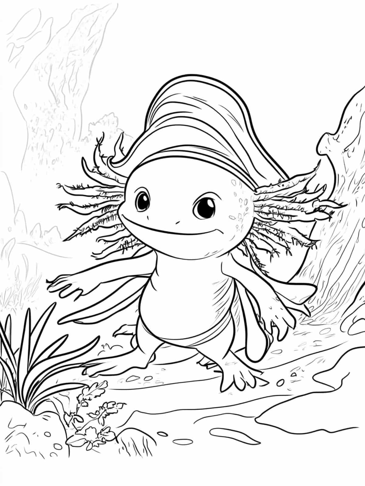 Axolotl Dressed As A Pirate Coloring Pages