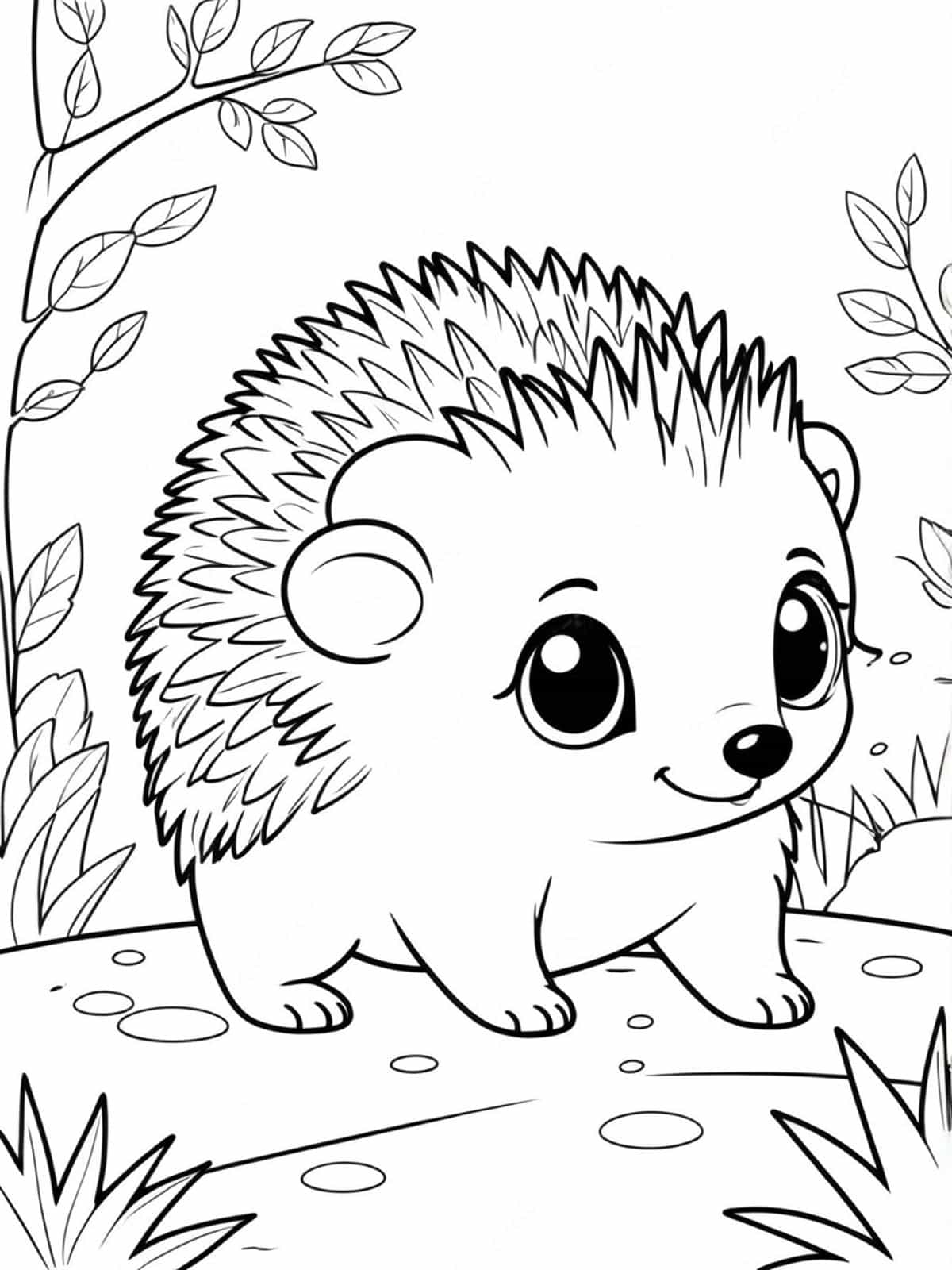 Baby Hedgehog Exploring Its Surroundings Coloring Pages