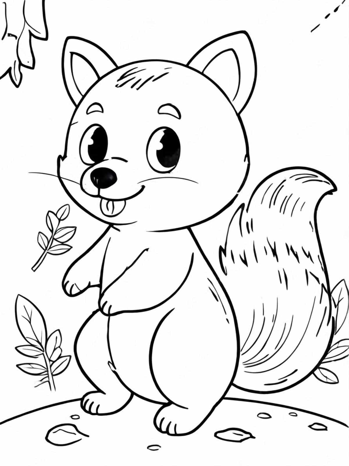 Baby Raccoon Playing Coloring Pages