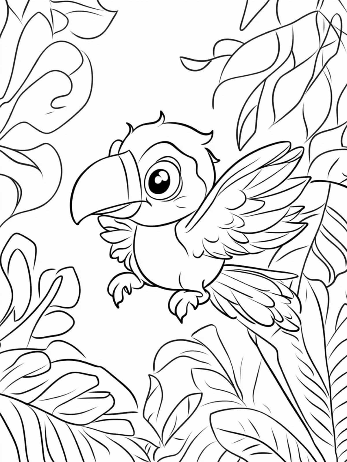 Baby Toucan Learning To Fly Coloring Pages