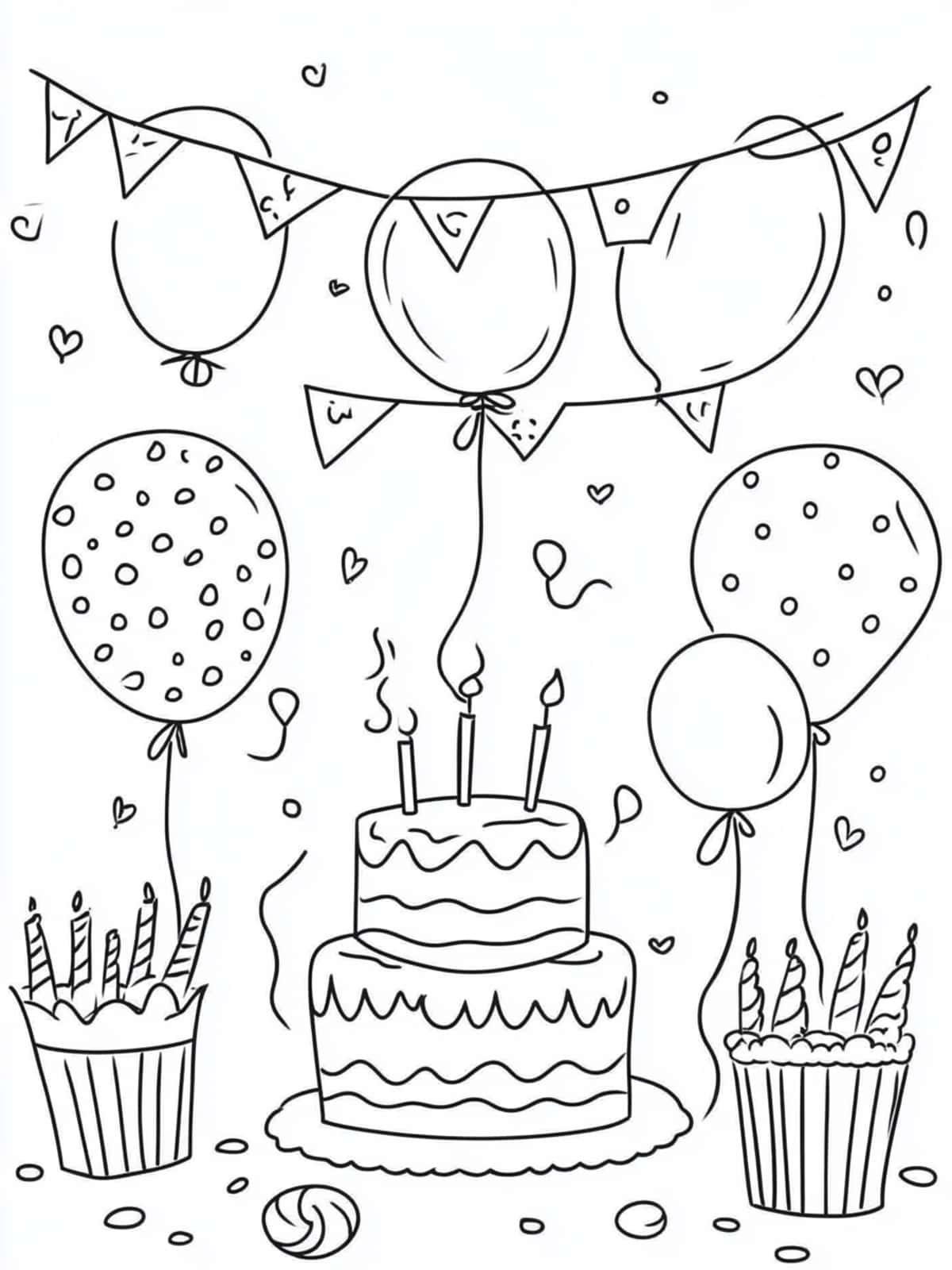 Balloons And Party Birthday Coloring Pages