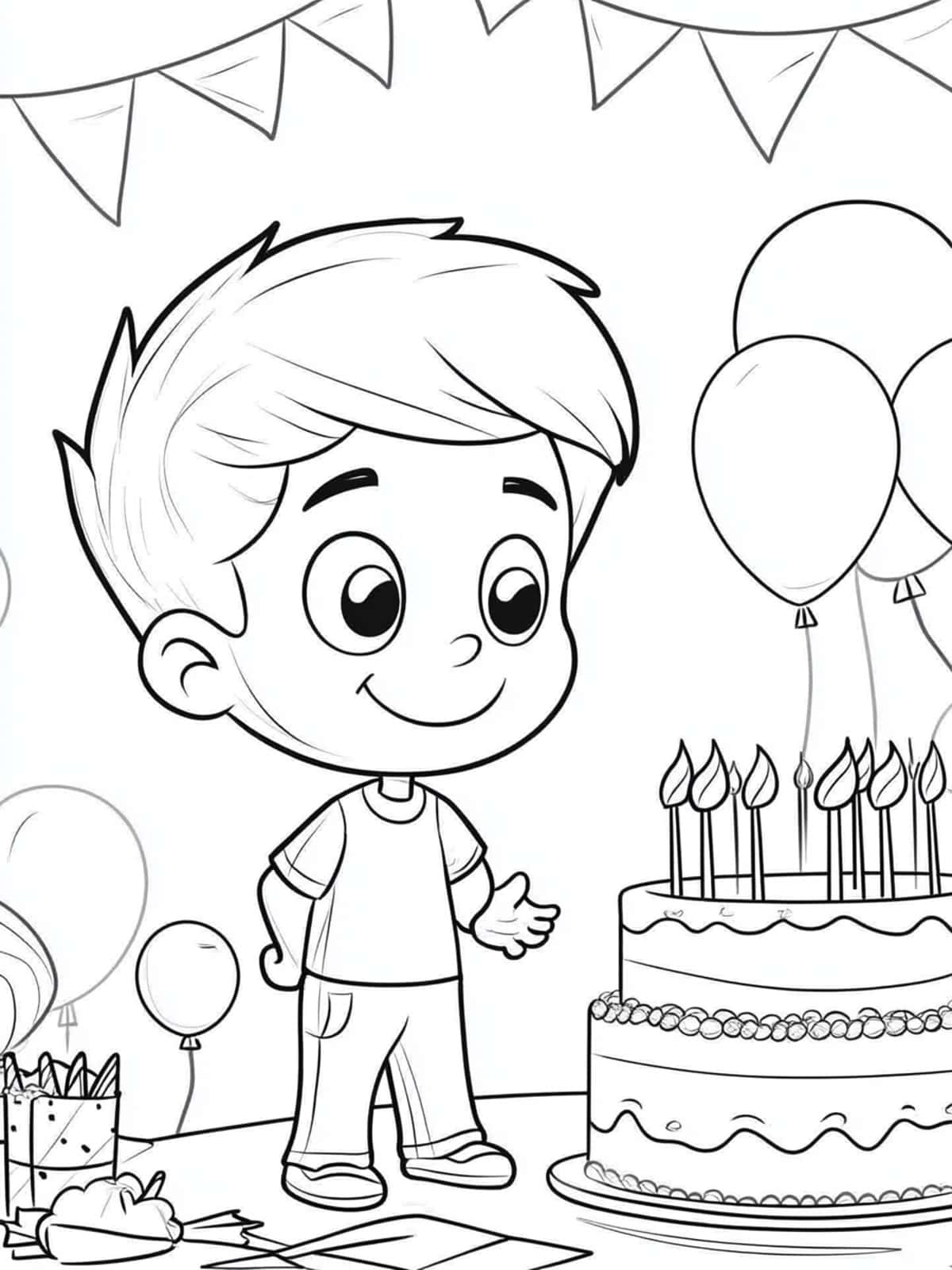 Balloons And Party Decorations Birthday Coloring Sheets