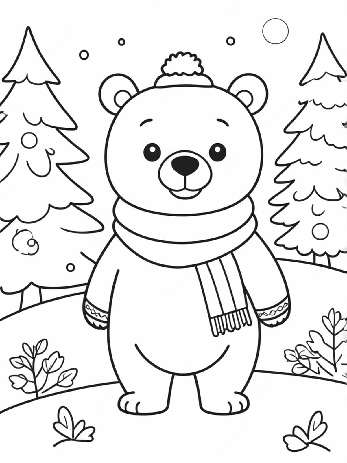 Bear In A Winter Wonderland Coloring Pages