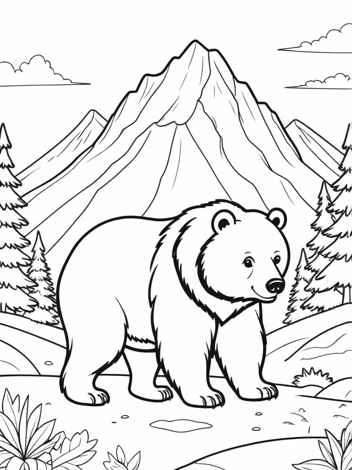 Bear With A Majestic Mountain In The Background