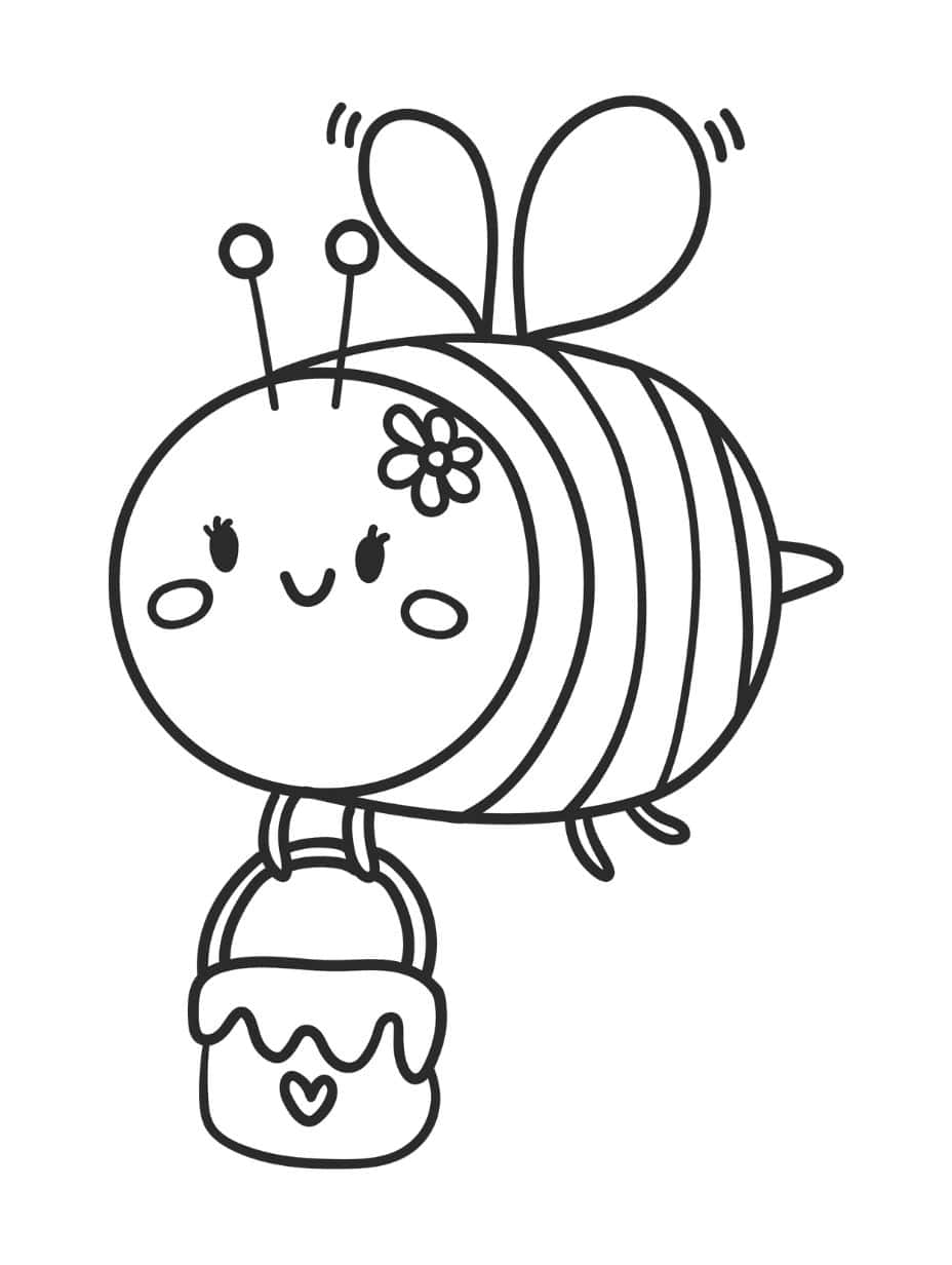 Bee Collecting Pollen Coloring Page