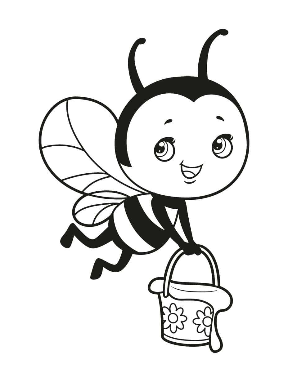 Bee Collecting Pollen Coloring Sheets