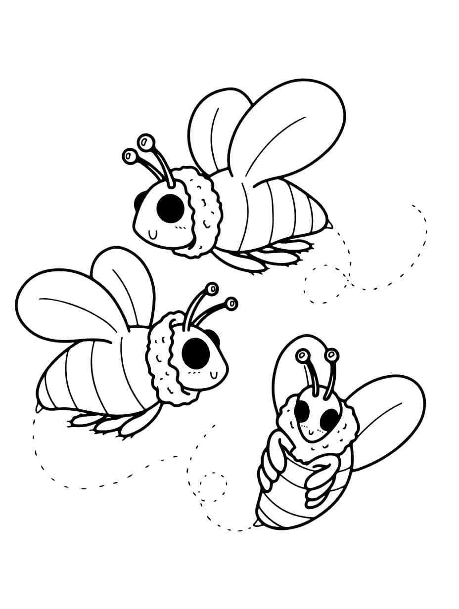 Bee Flying Coloring Sheets