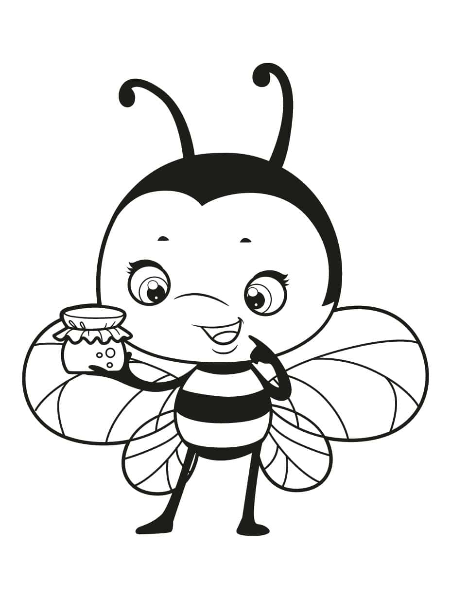 Bee Making Honey Coloring Page For Kids