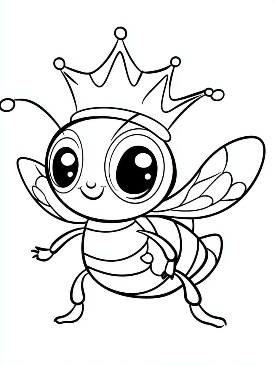 Bee Wearing A Crown Coloring Pages