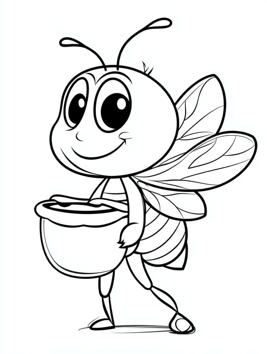 Bee With A Honey Pot Coloring Pages