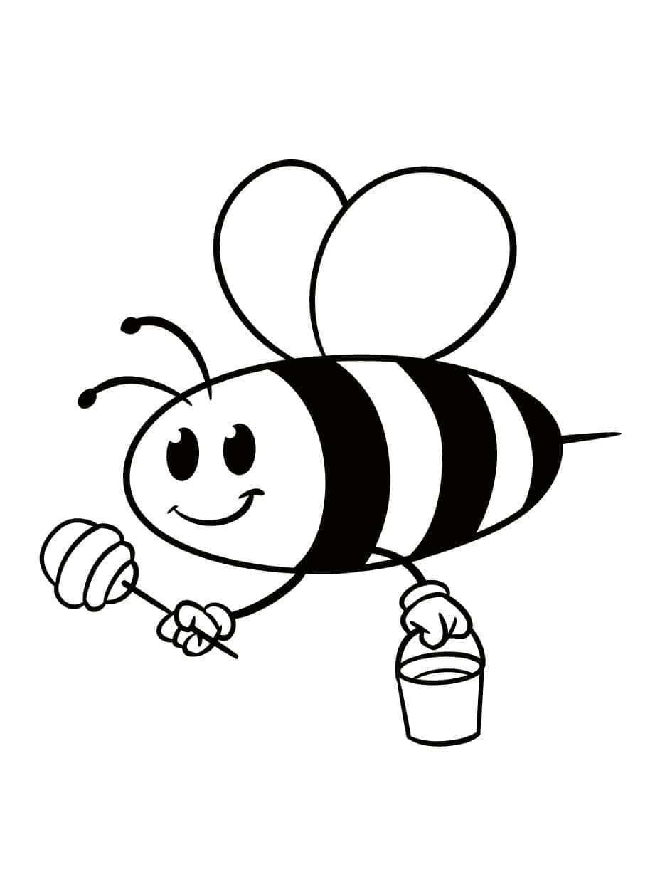 Bee With Honeycomb Coloring Page