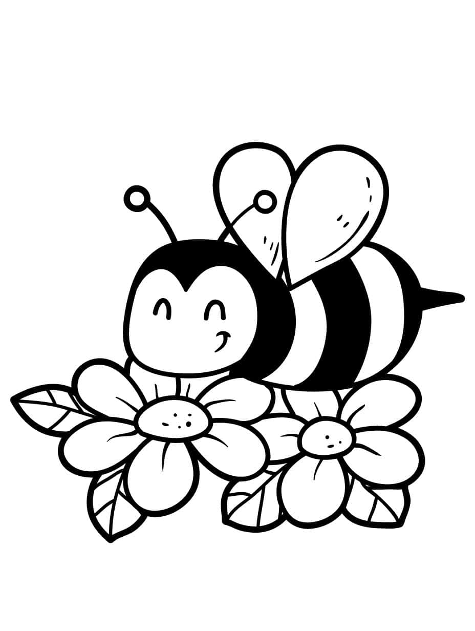 Bee With Stinger Coloring Page