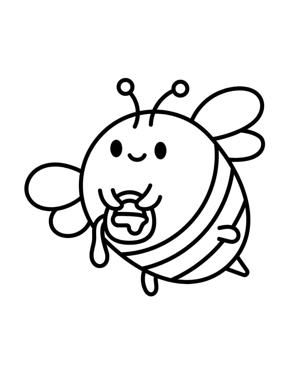 Bee With Wings Coloring Page