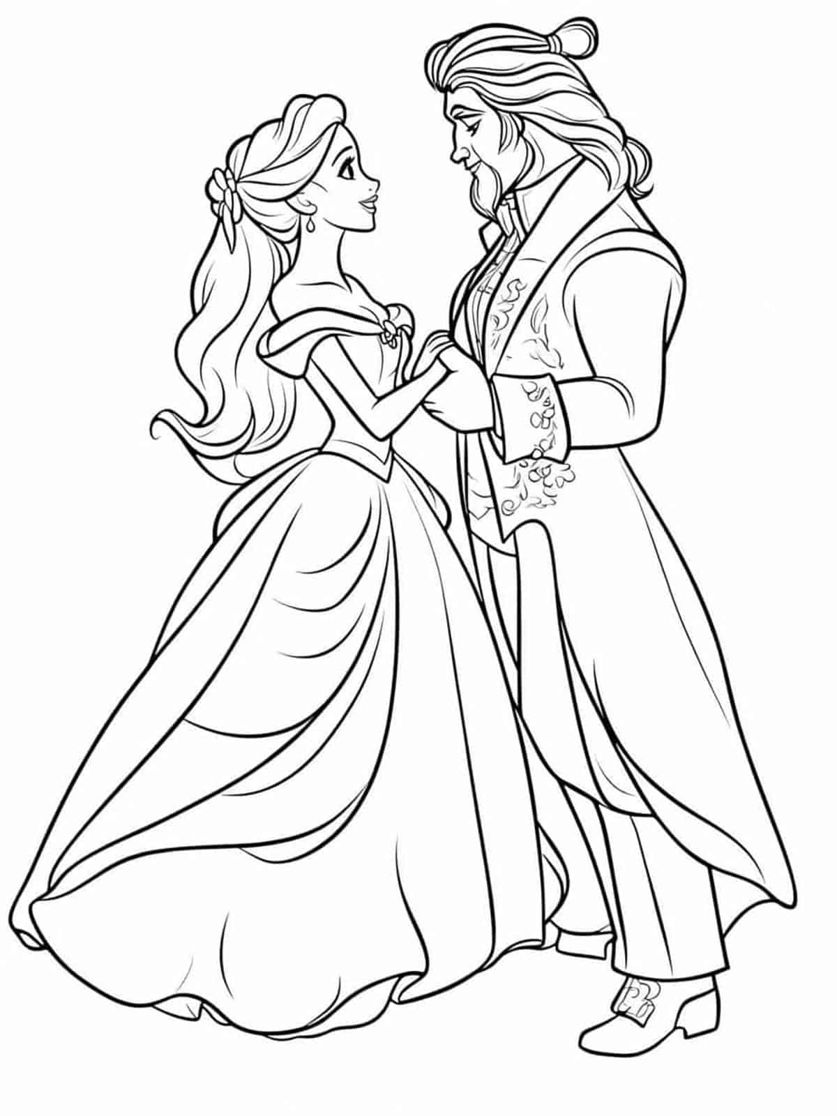 Belle And Beast Enchanted Ballroom Coloring Pages