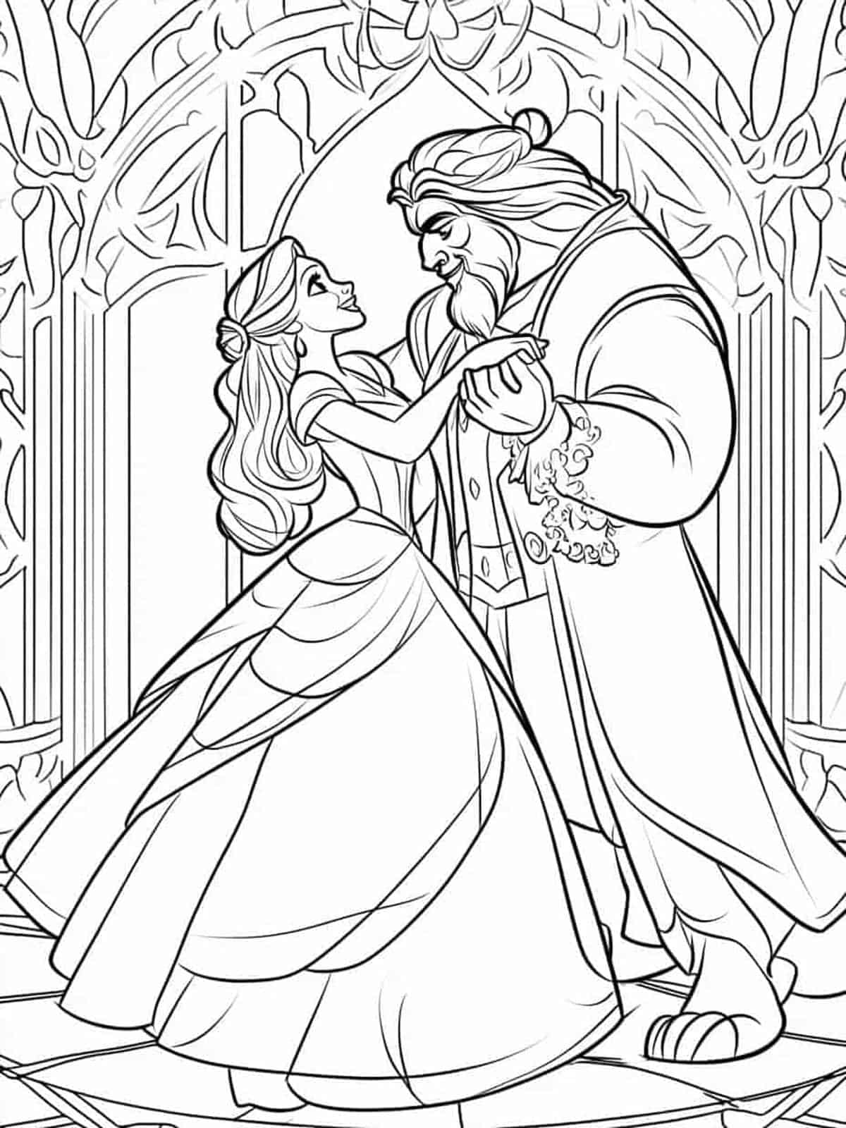 Belle And Beast Magical Dance Coloring Pages