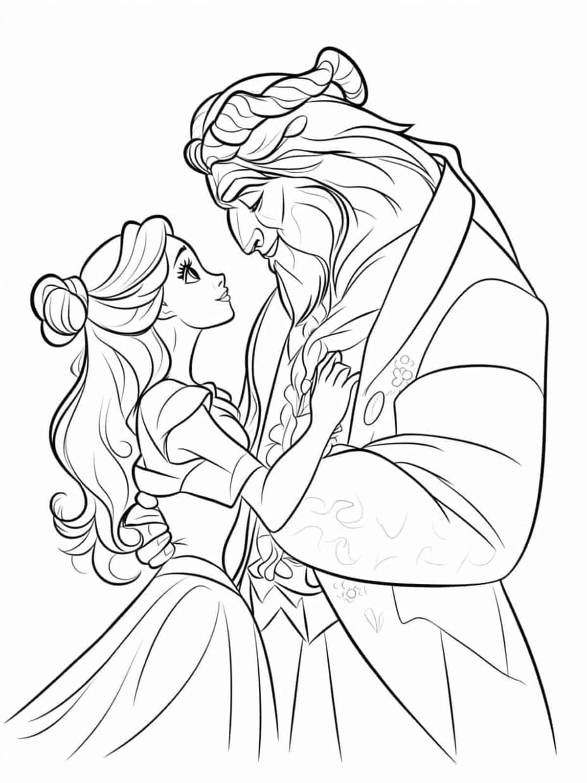 Belle And The Beasts Transformation Coloring Pages