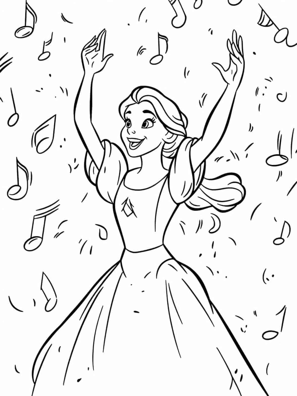 Belle Dancing Celebration Coloring Pages