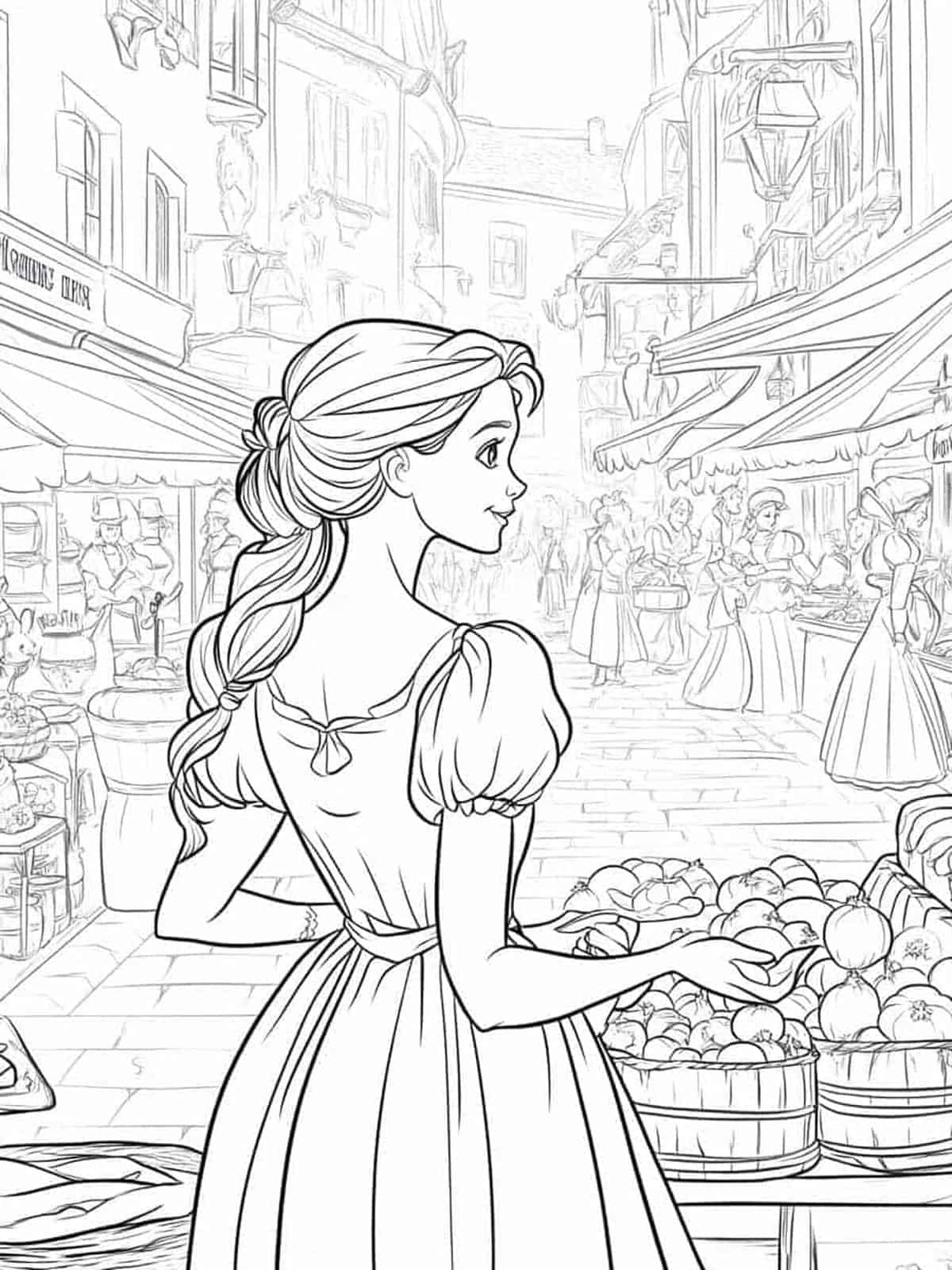 Belle Fruit Stall Coloring Pages