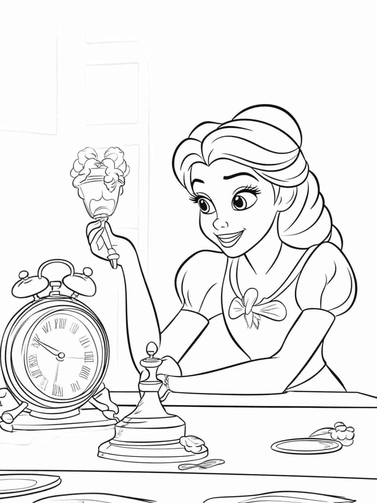 Belle Reading Table Coloring Pages