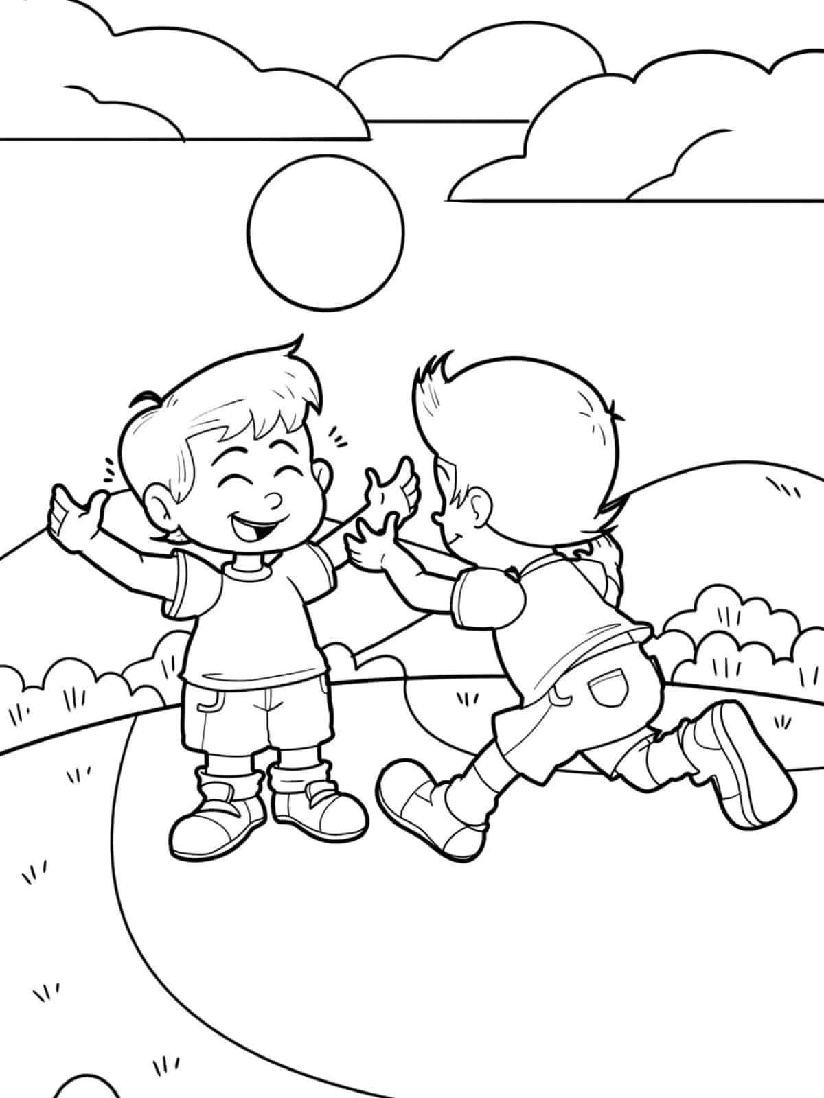 Best Friends Playing Coloring Pages