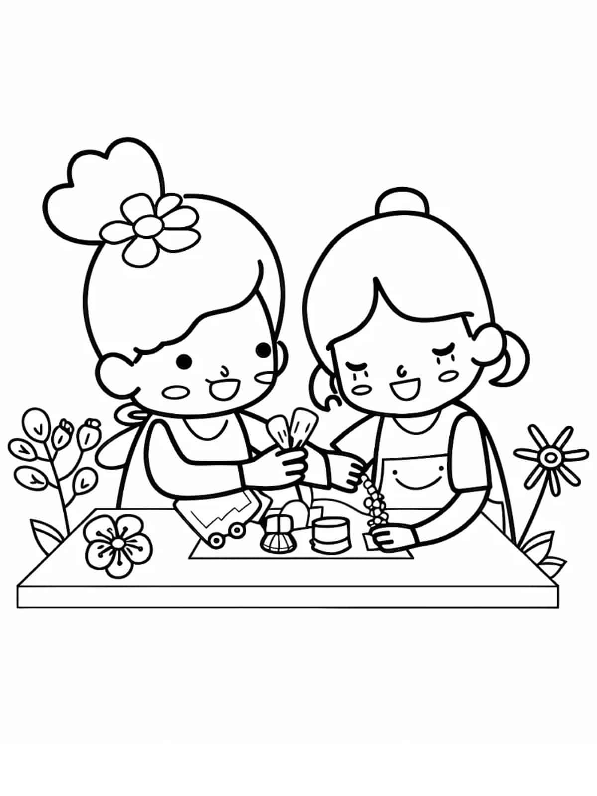 Best Friends Traveling Coloring Sheets