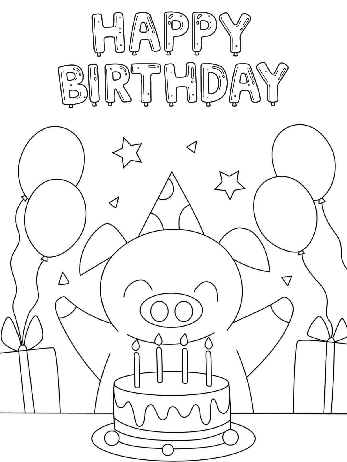 Birthday Balloons Coloring Sheets