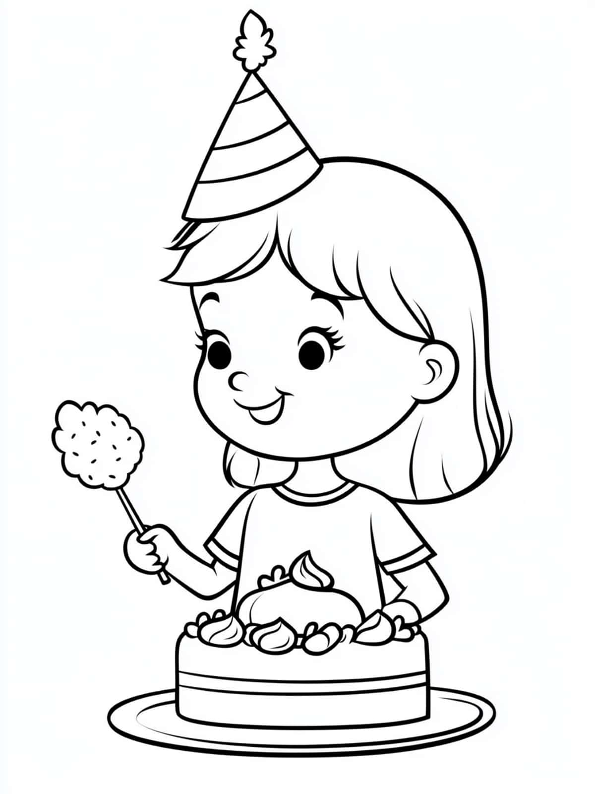 Birthday Characters Coloring Pages Simple For Kids