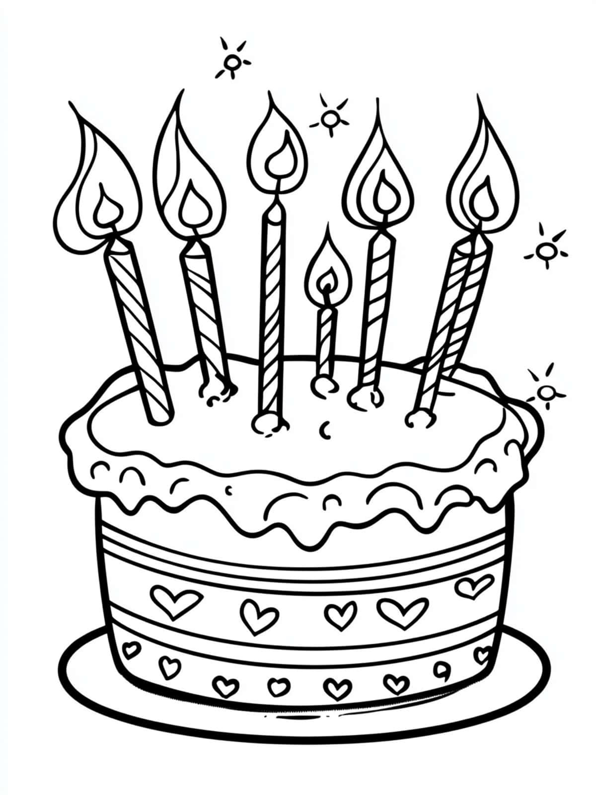 Birthday Cute Cake Coloring Pages