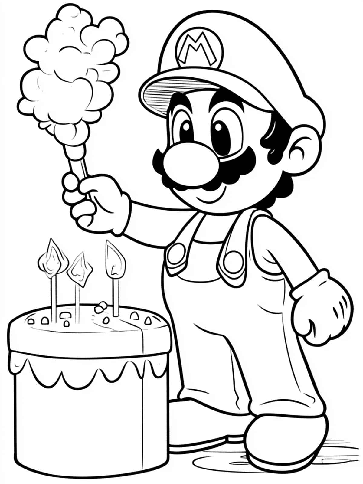 Birthdays Mario Coloring Sheets