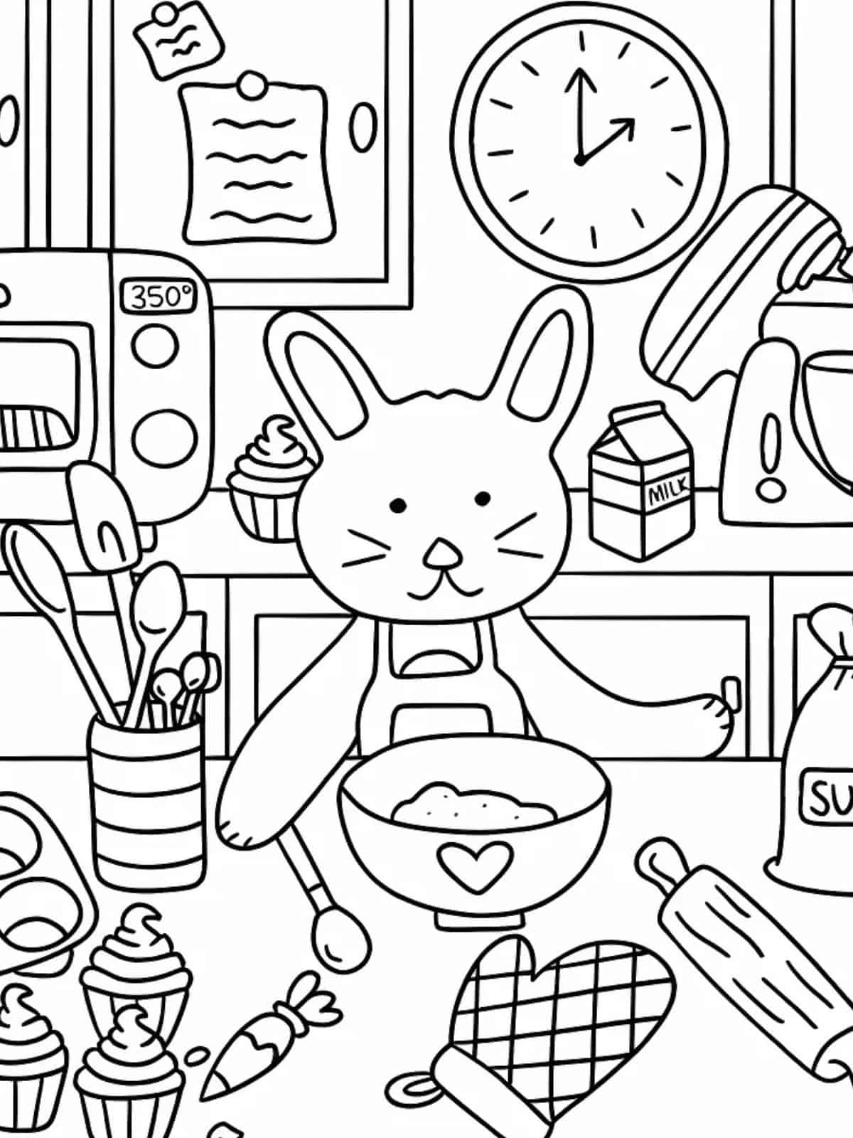 Bobbie Goods Bunny Cooking Coloring Pages For Toddlers