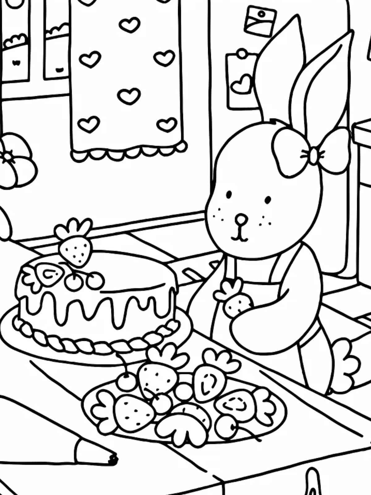 Bobbie Goods Bunny Make Cake Coloring Pages For Toddlers