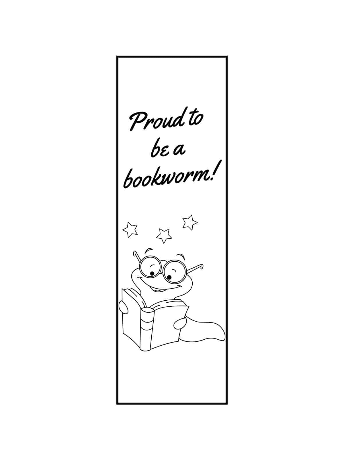 Bookworm Bookmark Coloring Pages