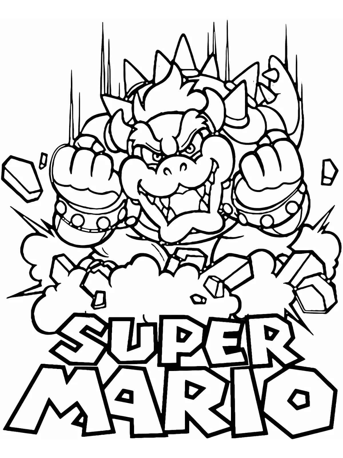 Bowser Mario Coloring Page For Kids