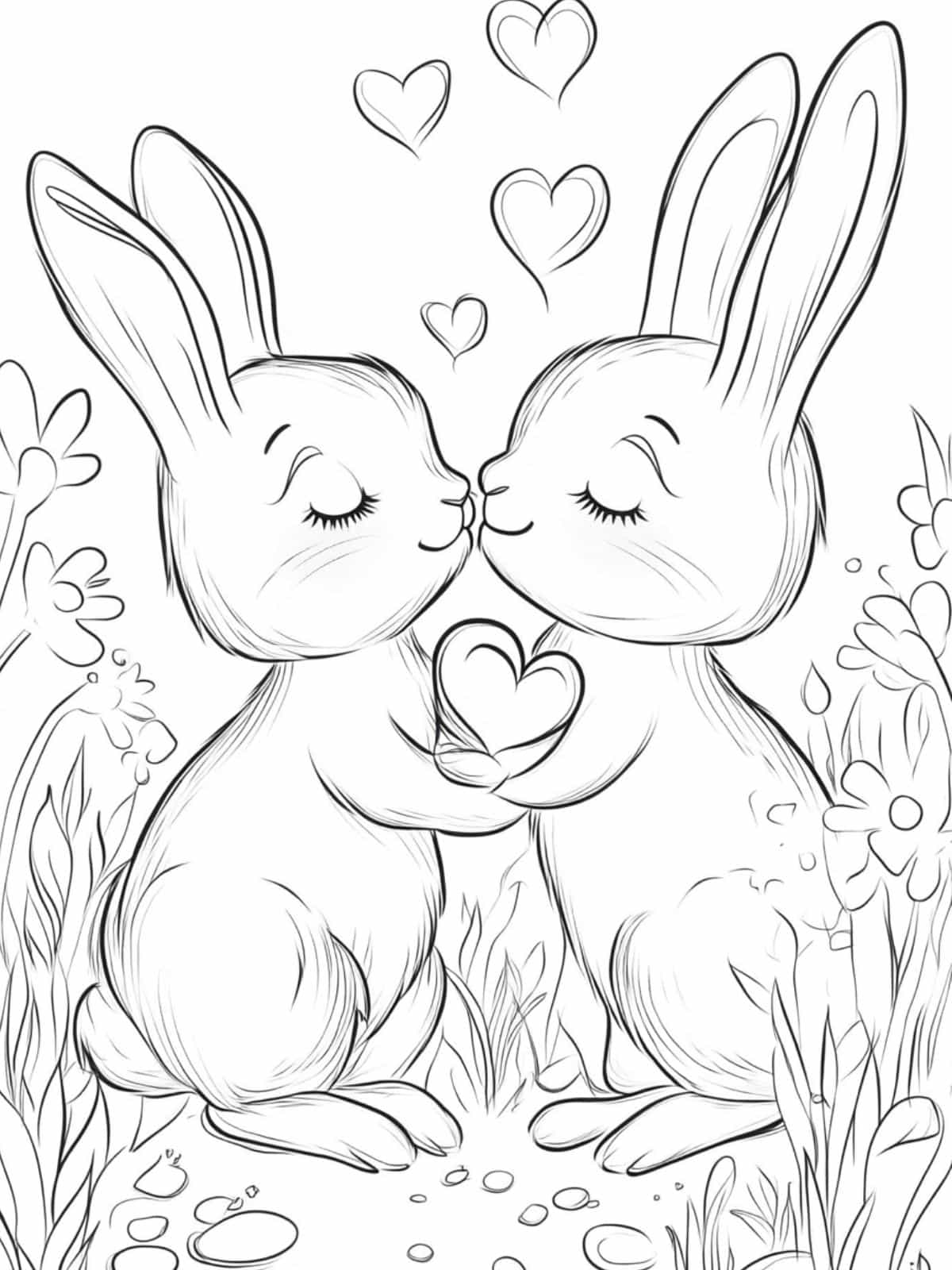 Bunny With Heart Coloring Pages