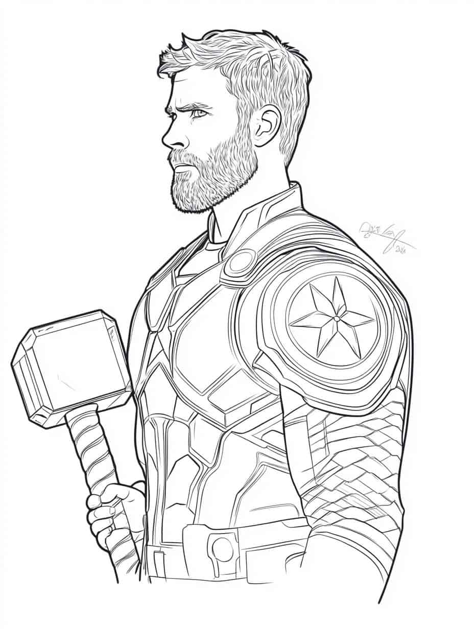 Captain America And Thors Hammer Coloring Pages