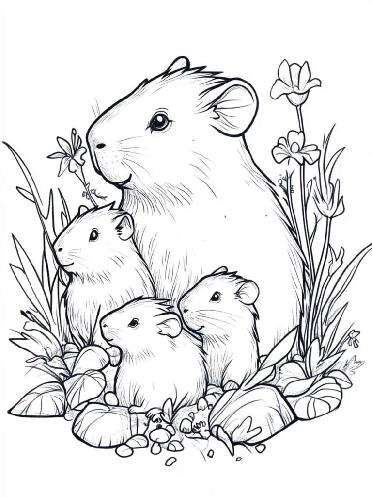 Capybara Coloring Pages: Chill with the World's Friendliest Rodent 🎨🦫