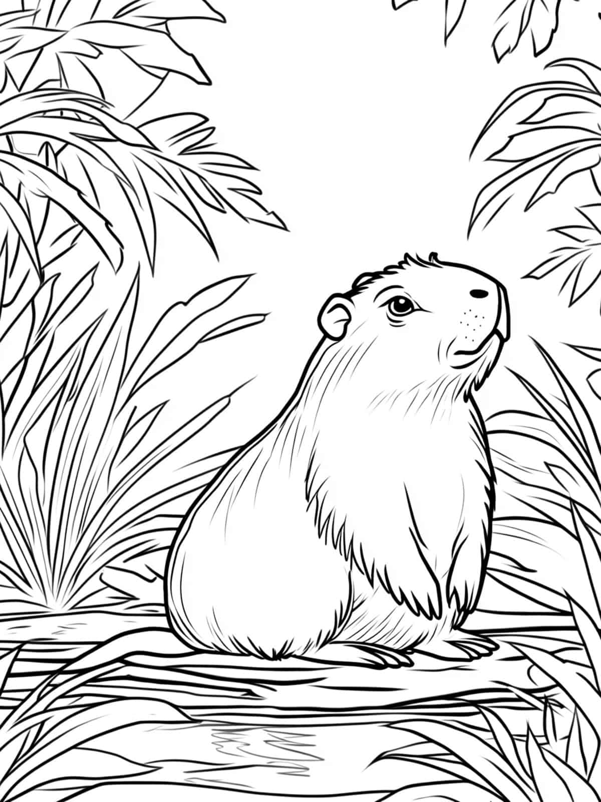 Capybara At The Zoo Coloring Page