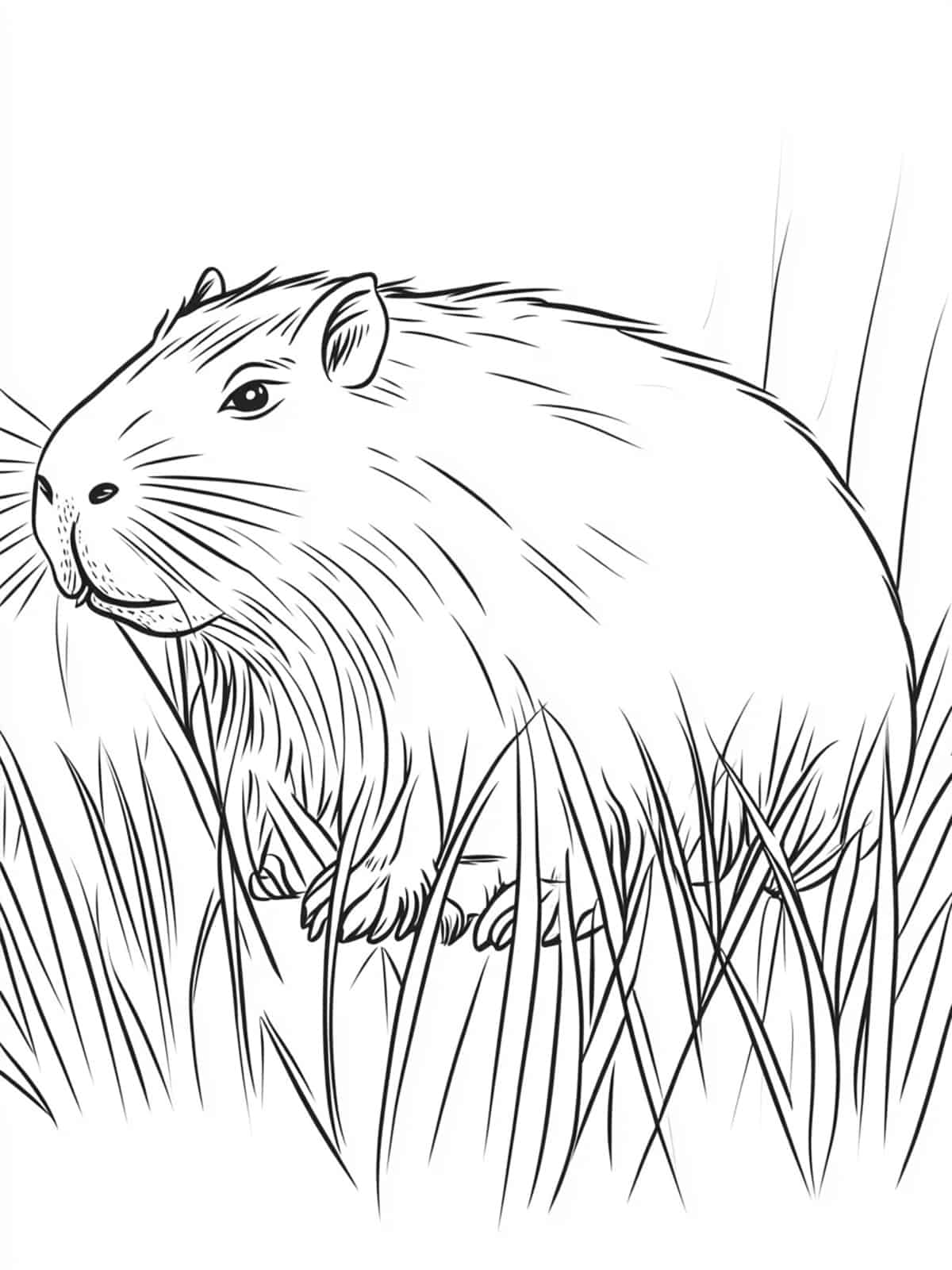 Capybara Eating Grass Coloring Pages