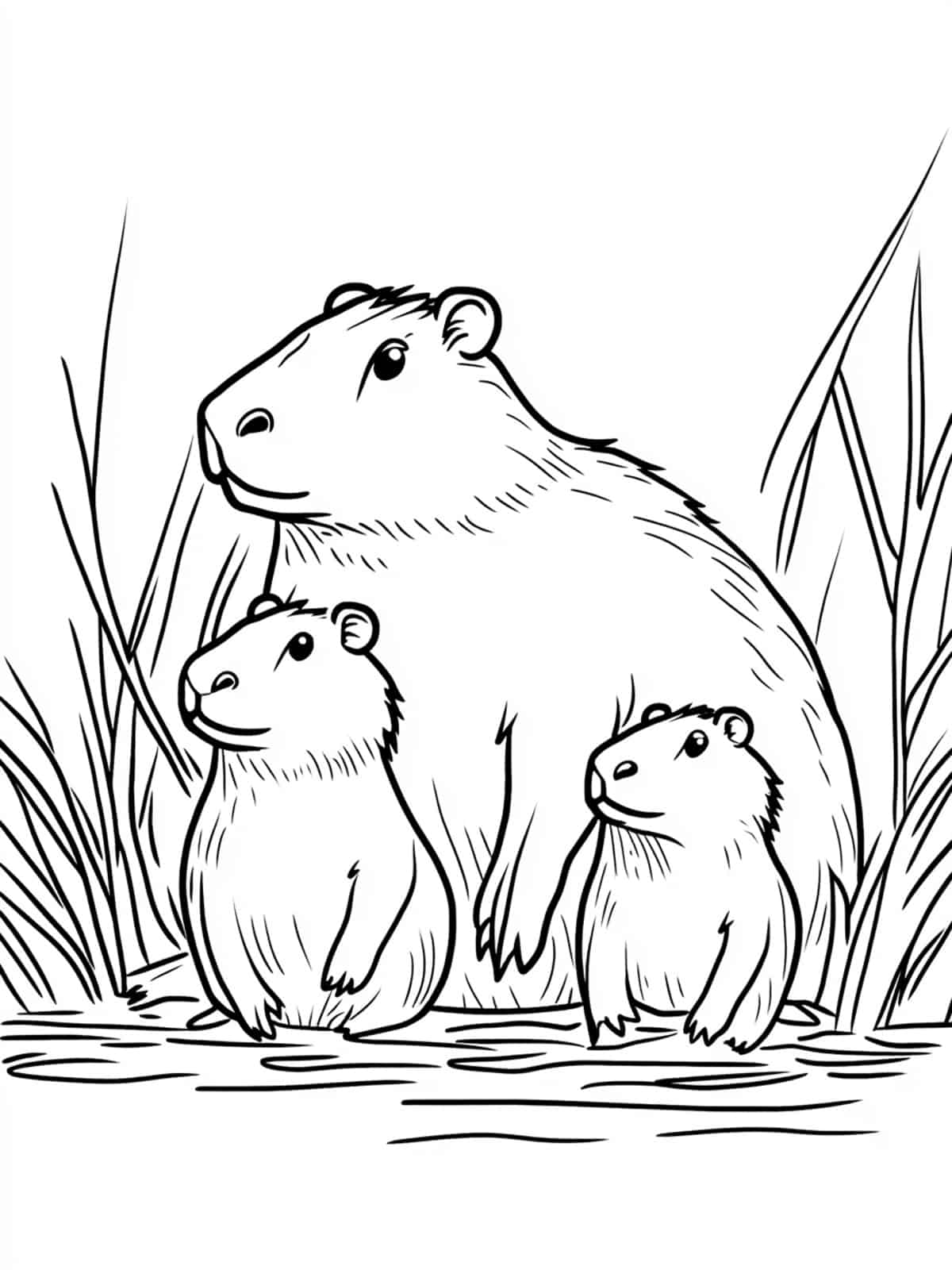 Capybara Family Adventure Coloring Pages