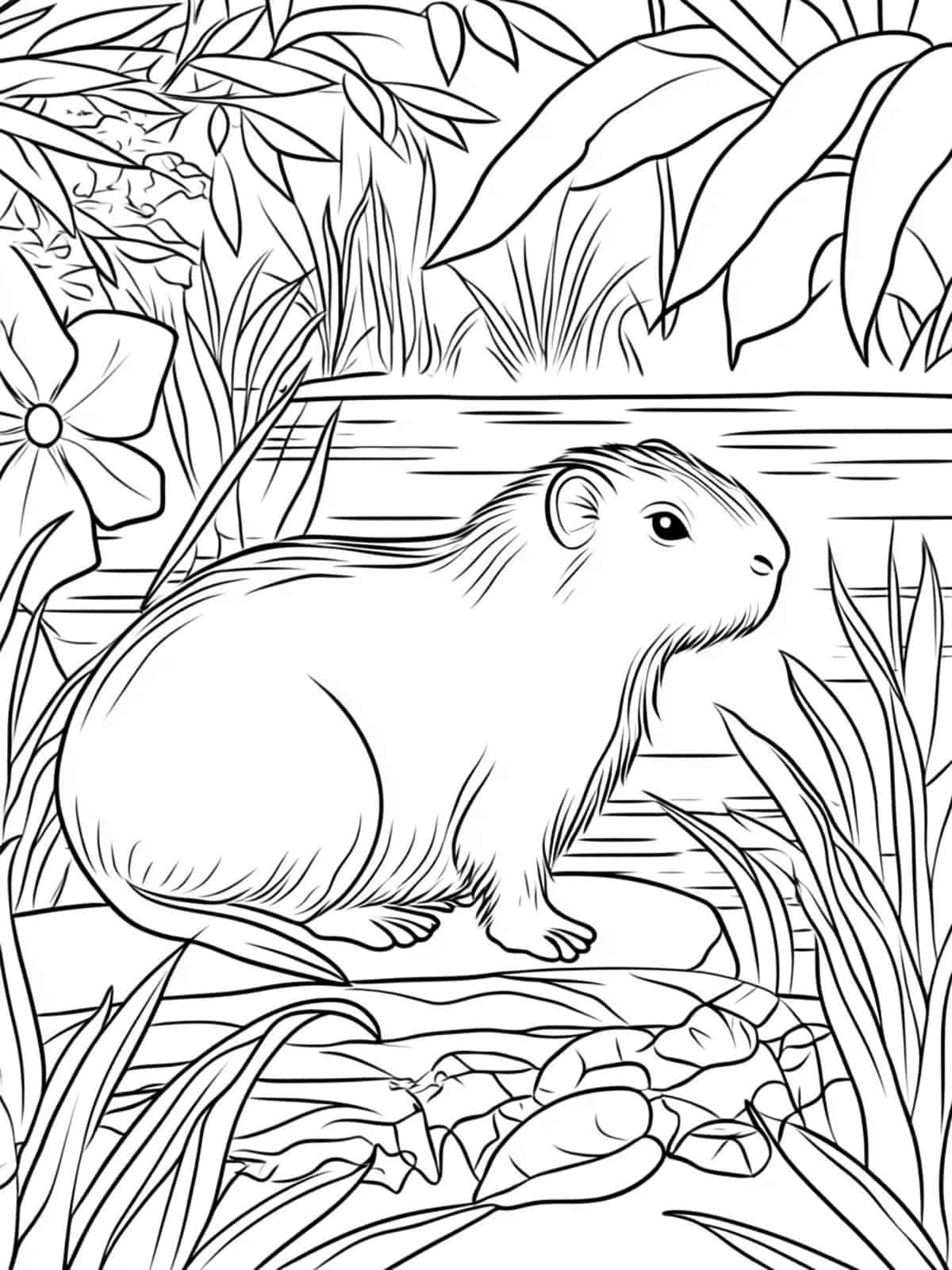 Capybara In The Jungle Coloring Pages