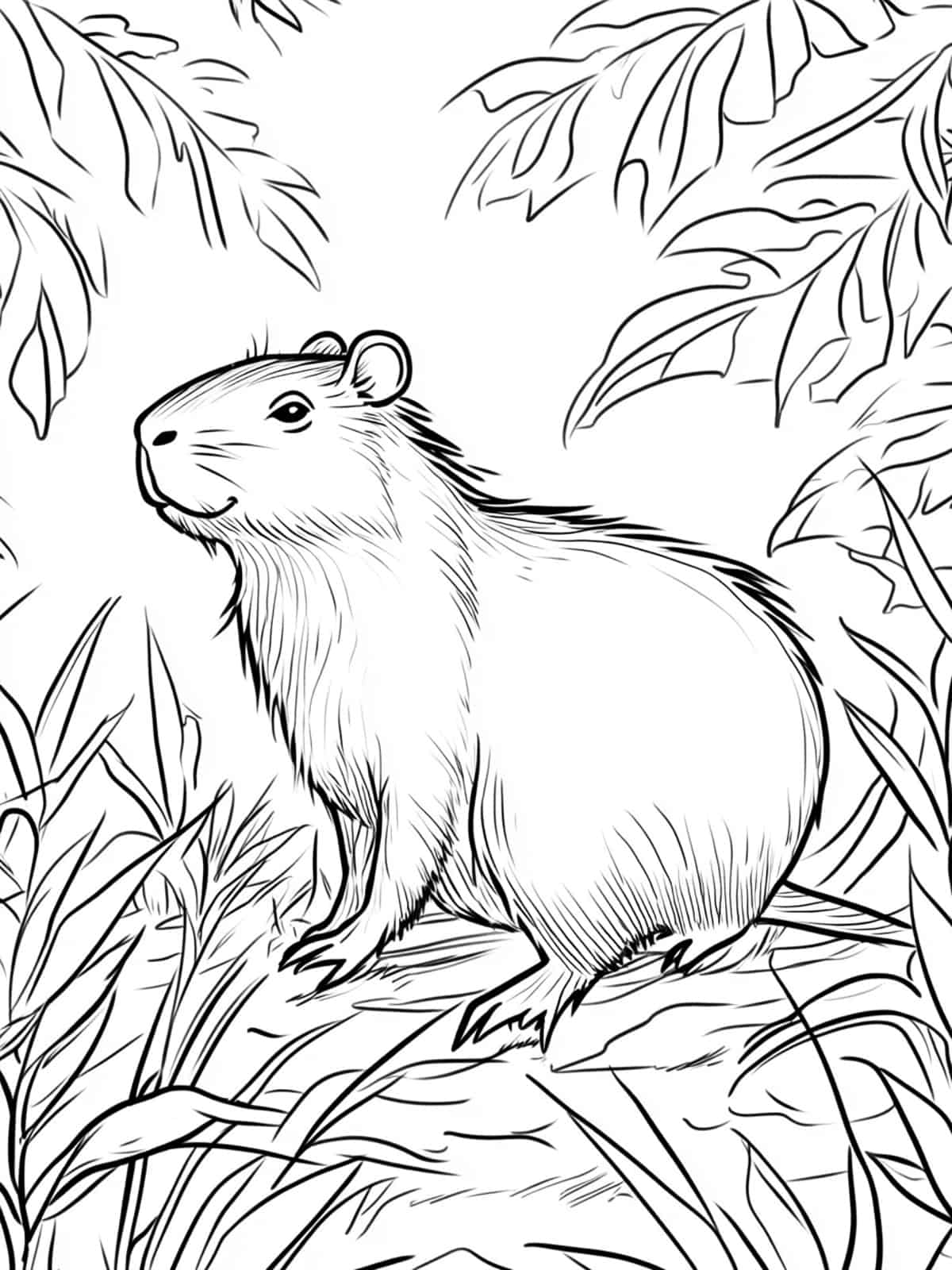 Capybara In The Rainforest Coloring Pages