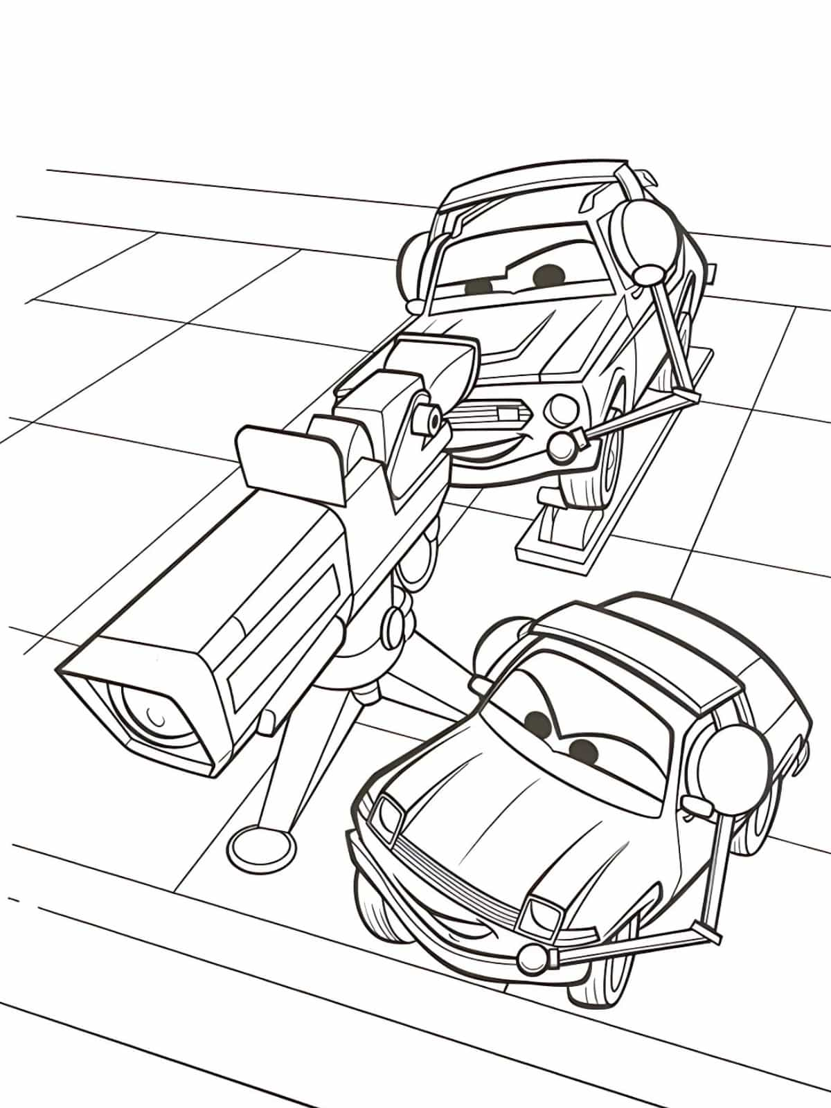 Cars Pit Stop Coloring Pages